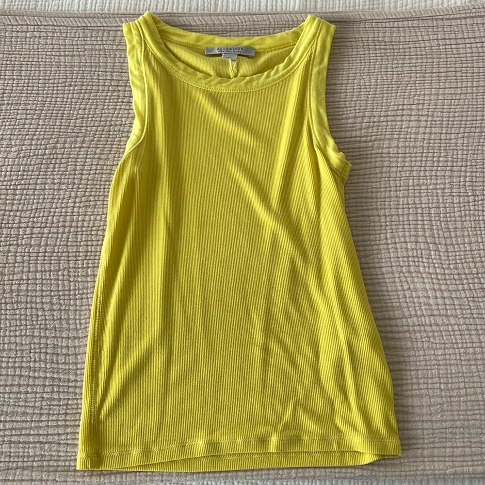 AllSaints Rina Tank in Sunny Lime Green